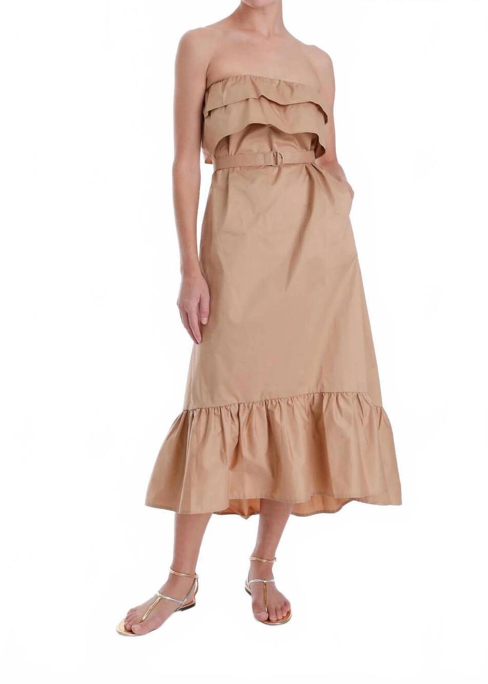 NEW KARINA GRIMALDI priscilla strapless midi dress in khaki